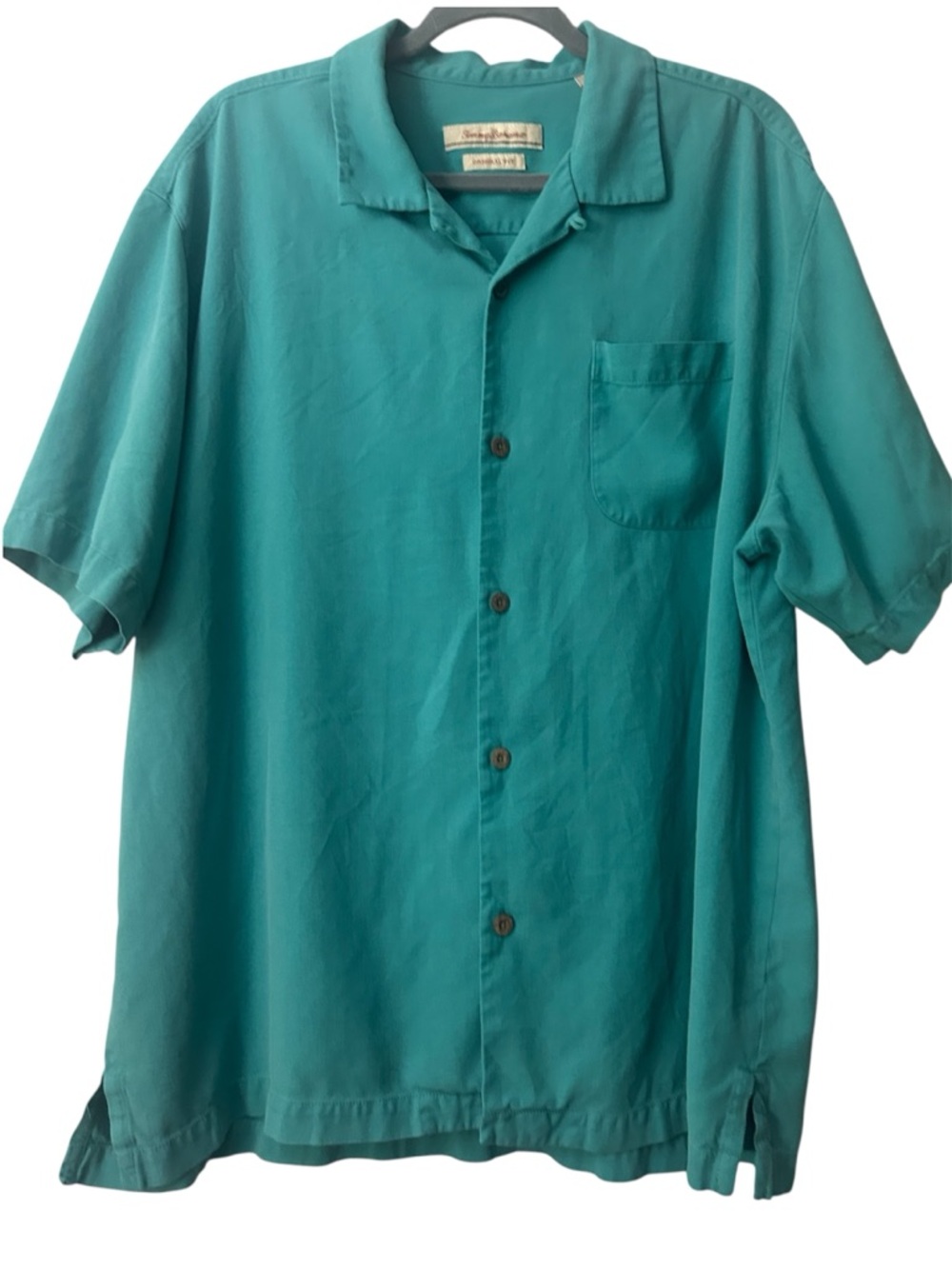 Tommy Bahama Silk Short-Sleeve Button-Up Shirt in Teal